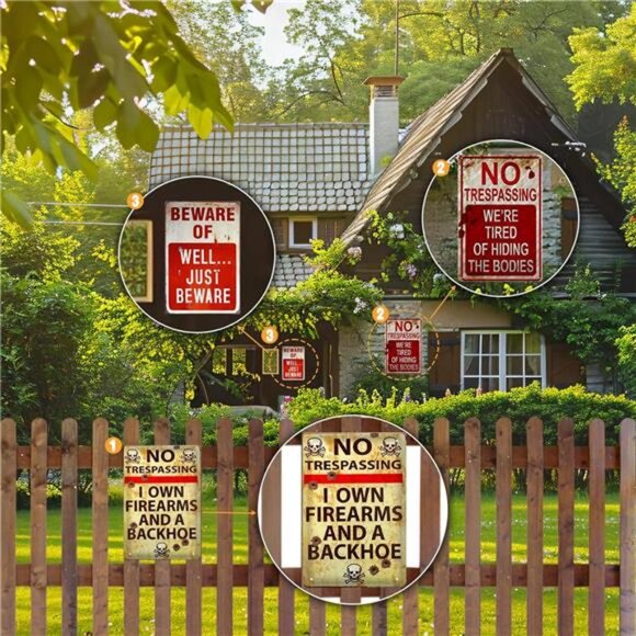 3 PCS Retro Halloween Decor Indoor&Outdoor Warning Signs No Trespassing - Picture 4 of 8